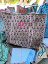 Quilted Block-Print Tote Bag