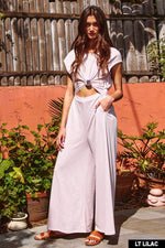 Open Front Wide Leg Jumpsuit