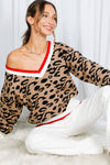 Leopard Pattern V-Neck Sweater