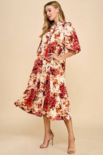 Floral Print Midi Length Shirt Dress