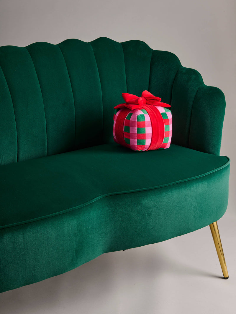 Checkered Gift Box Small Pillow