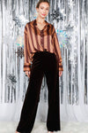 Velvet Straight Wide-Leg High Rise Pants VP81978A