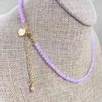 Mia// Lilac Crystal Beaded Delicate Necklace