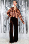 Velvet Straight Wide-Leg High Rise Pants VP81978A