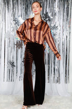 Velvet Straight Wide-Leg High Rise Pants VP81978A