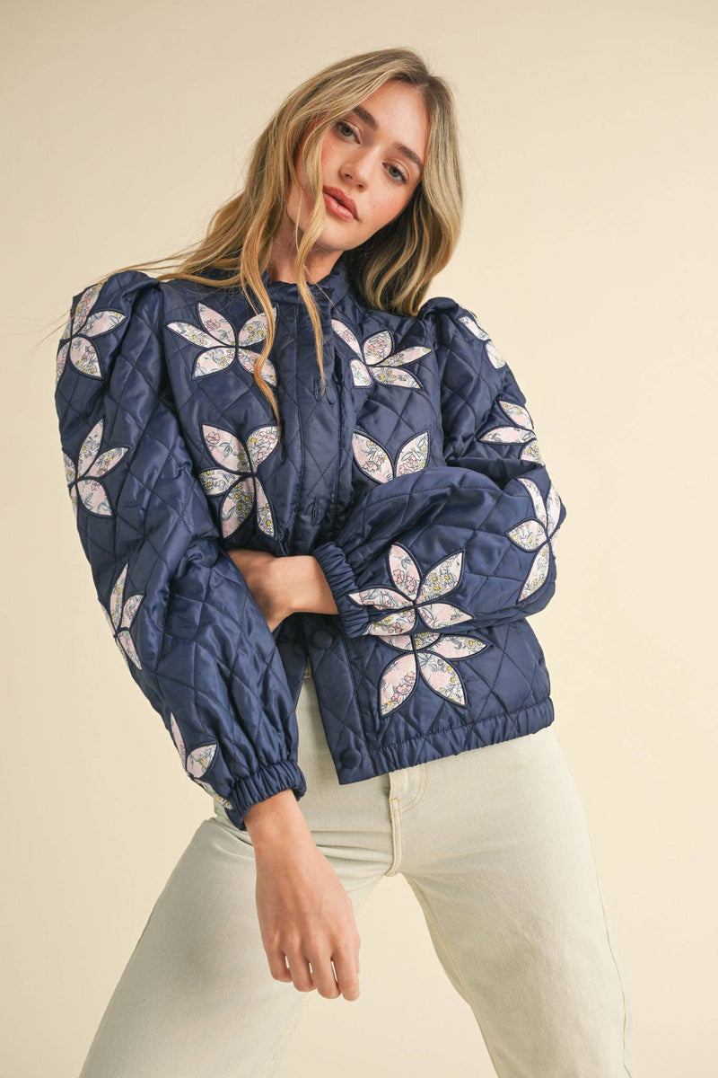 QUILTED JACKET WITH FLORAL PATCHWORK