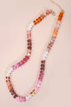 Natural Agate Glass Semi-Precious Bead Necklace