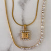 Goldie Square Initial Necklace: GOLD / A