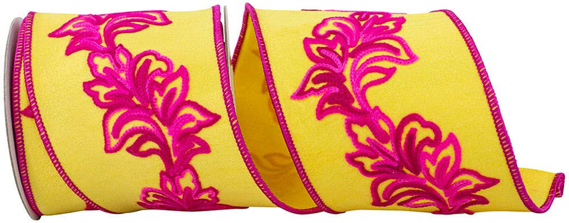 Filigree Embroidery Leaf Vine Dupioni Deluxe Wired Edge