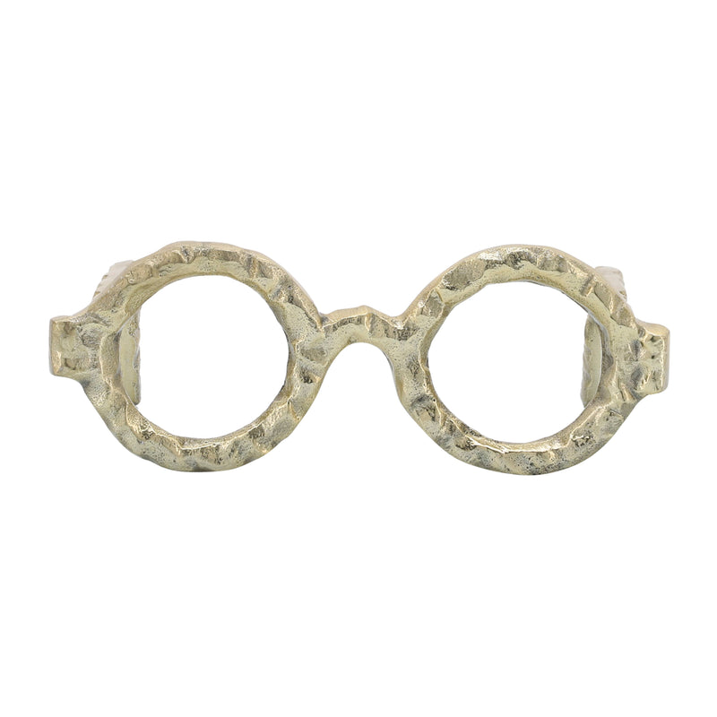 Metal Abstract Eyeglasses Sculpture Home Decor - Gold, 3 in.