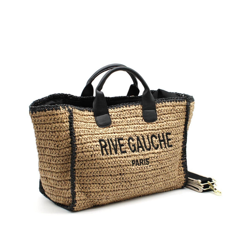 CROCHET RIVE GAUCHE bicolor woven tote bag