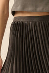 Accordion Pleated Asymmetrical Maxi Skirt