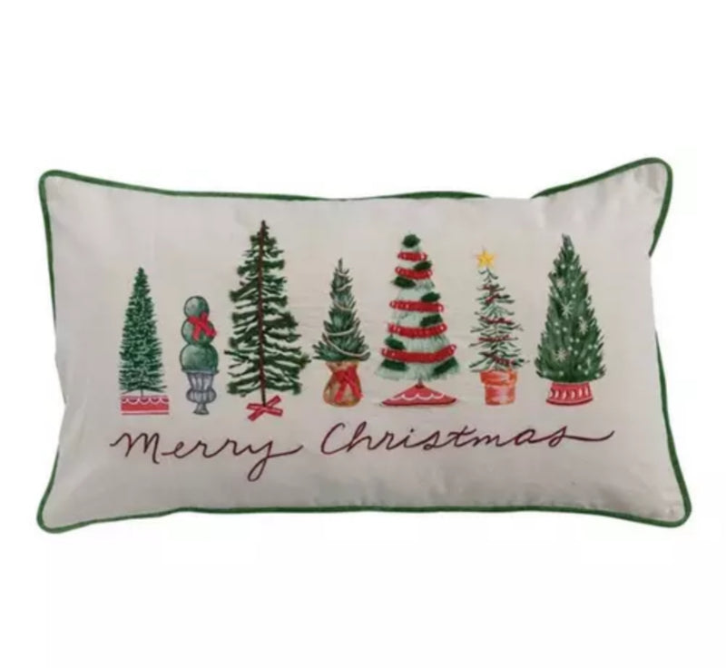 Cotton Lumbar "Merry Christmas" Pillow