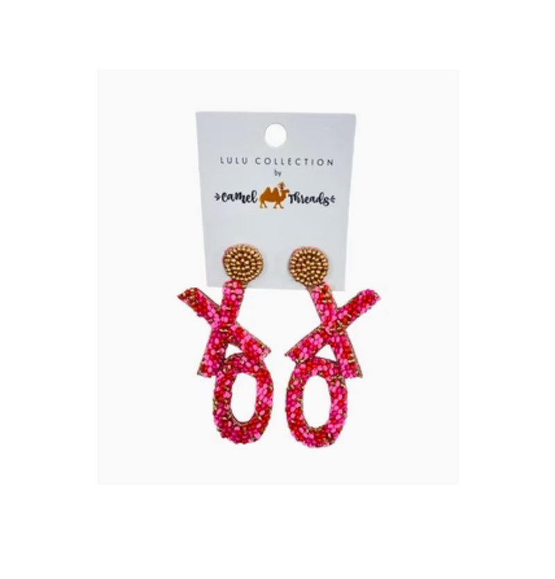 XO Red + Pink Beaded Earring