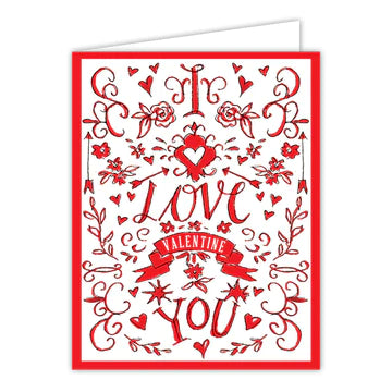 Red & White I Love You Greeting Card