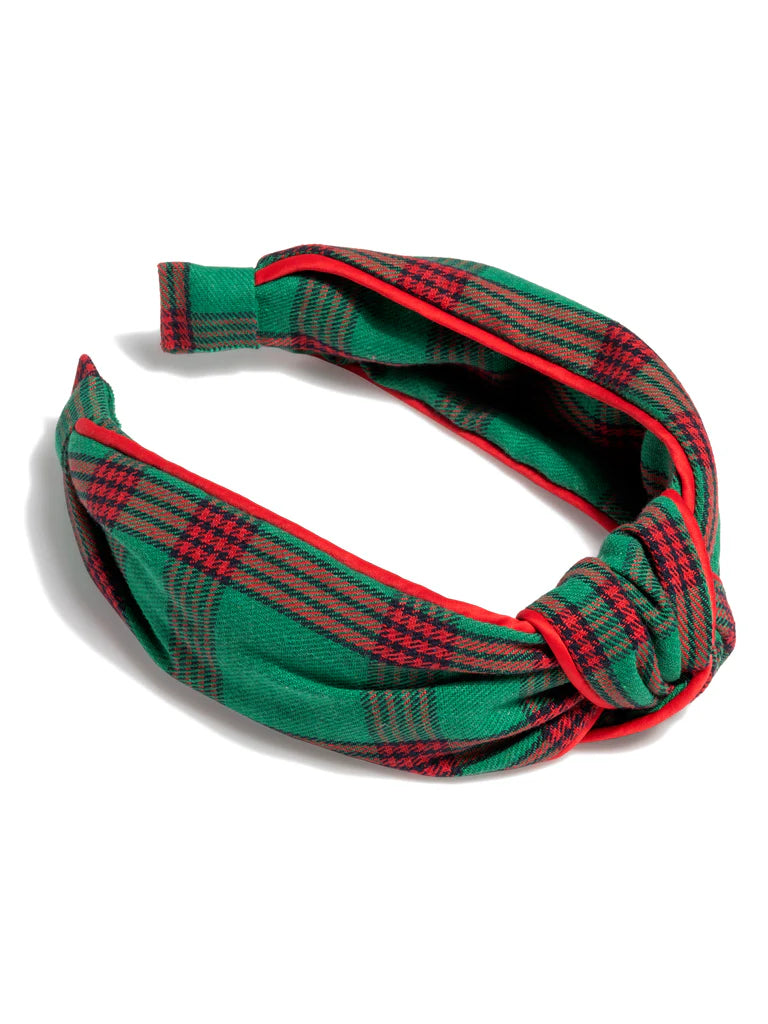 Knotted Emeral Plaid Headband