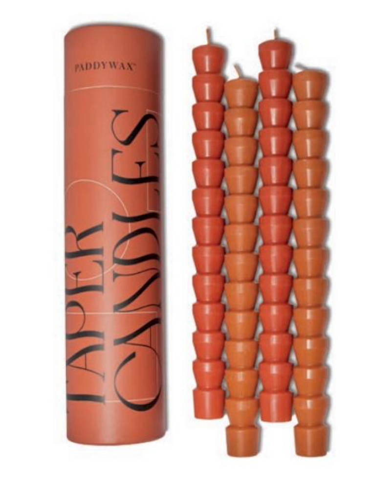 Set of 4 Taper Candles - Red + Terracotta