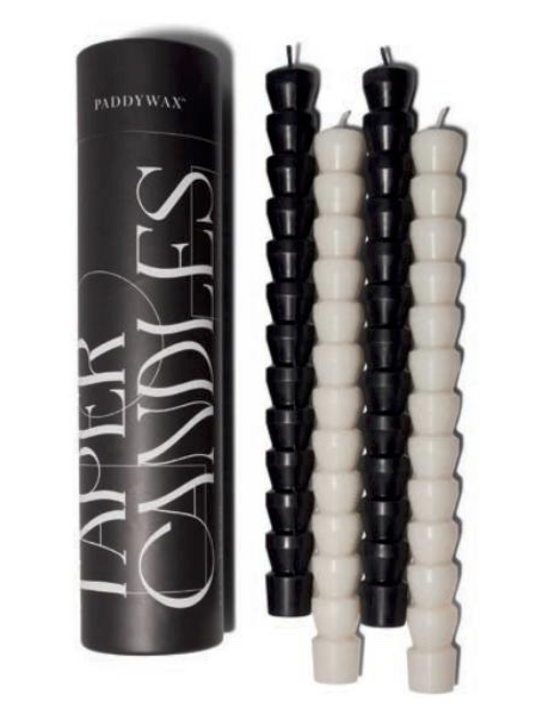 Set of 4 Taper Candles - Black + White
