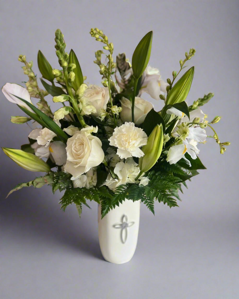 Pure Elegance Cross Vase Arrangement