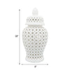 Ceramic Intricate Cut Out Lidded Jar - White, 24 in.