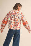 EXCLUSIVE FLORAL BORDER PRINT TOP WITH FLORAL TRIM