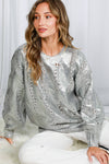 Crew Neck Cable Metallic Foil Knitted Sweater