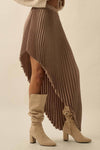 Accordion Pleated Asymmetrical Maxi Skirt
