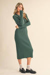 RIBBED SWEATER MIDI DRESS WITH CONTRAST STITCH