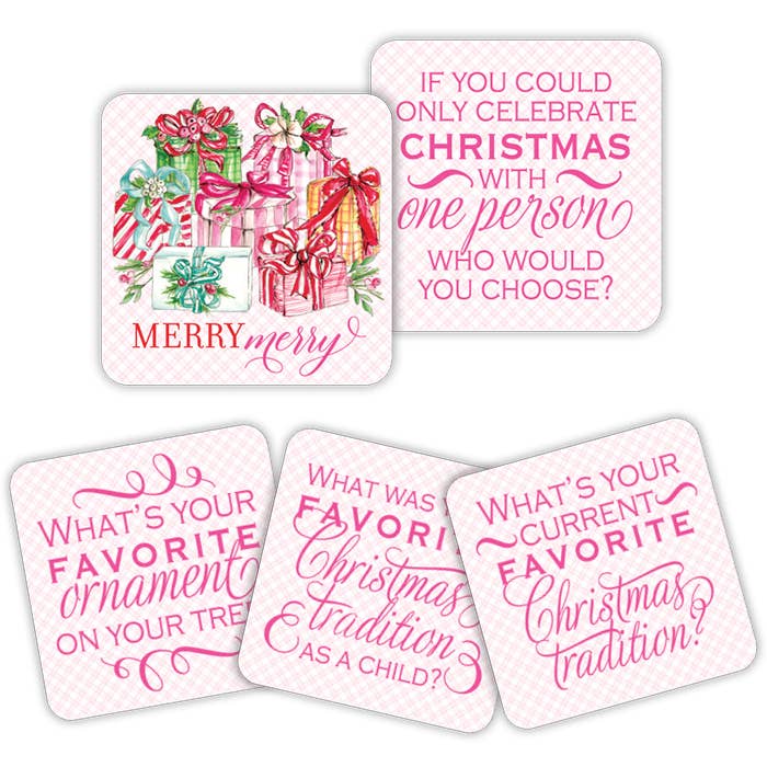 Square Merry Merry Wrapped Packages Conversation Coaster