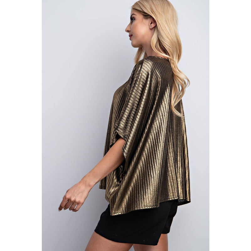 Pleated Lurex Knit Top - Silver