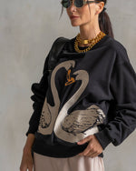 Classic Embroidered Sweatshirt Swans