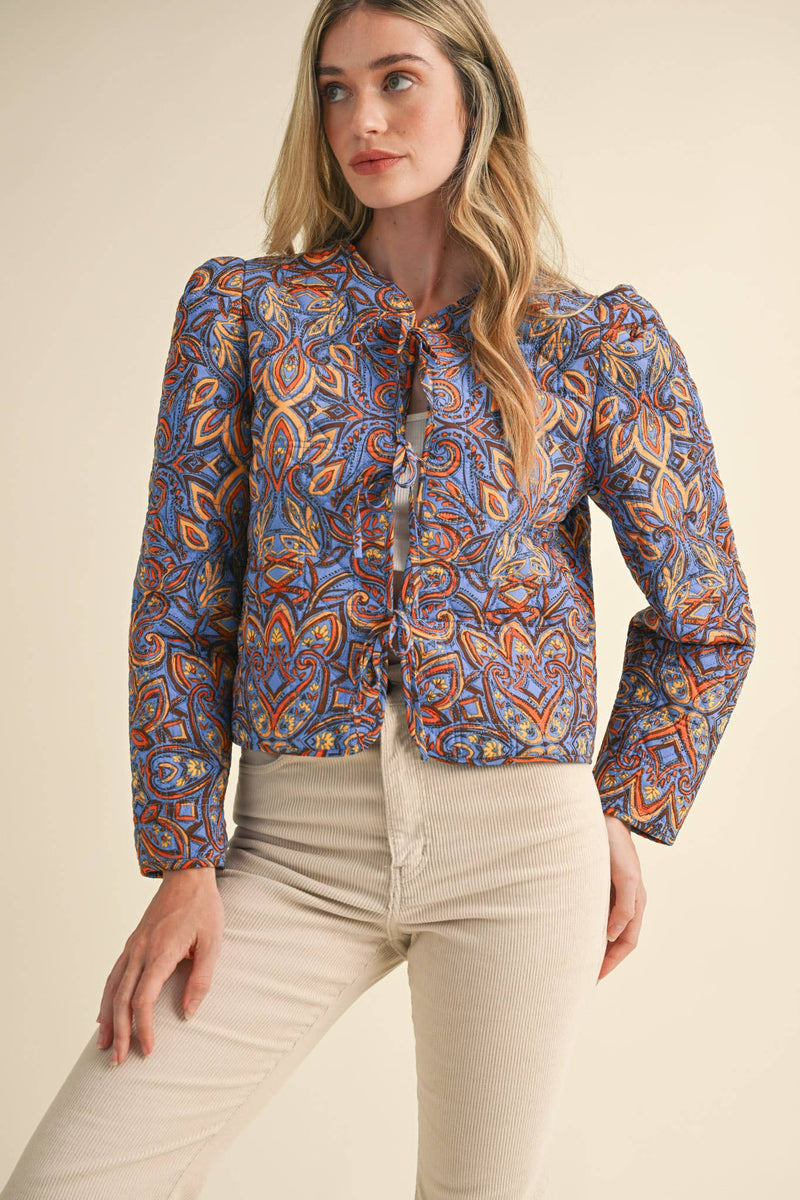 QUILTED PAISLEY PRINT JACKET