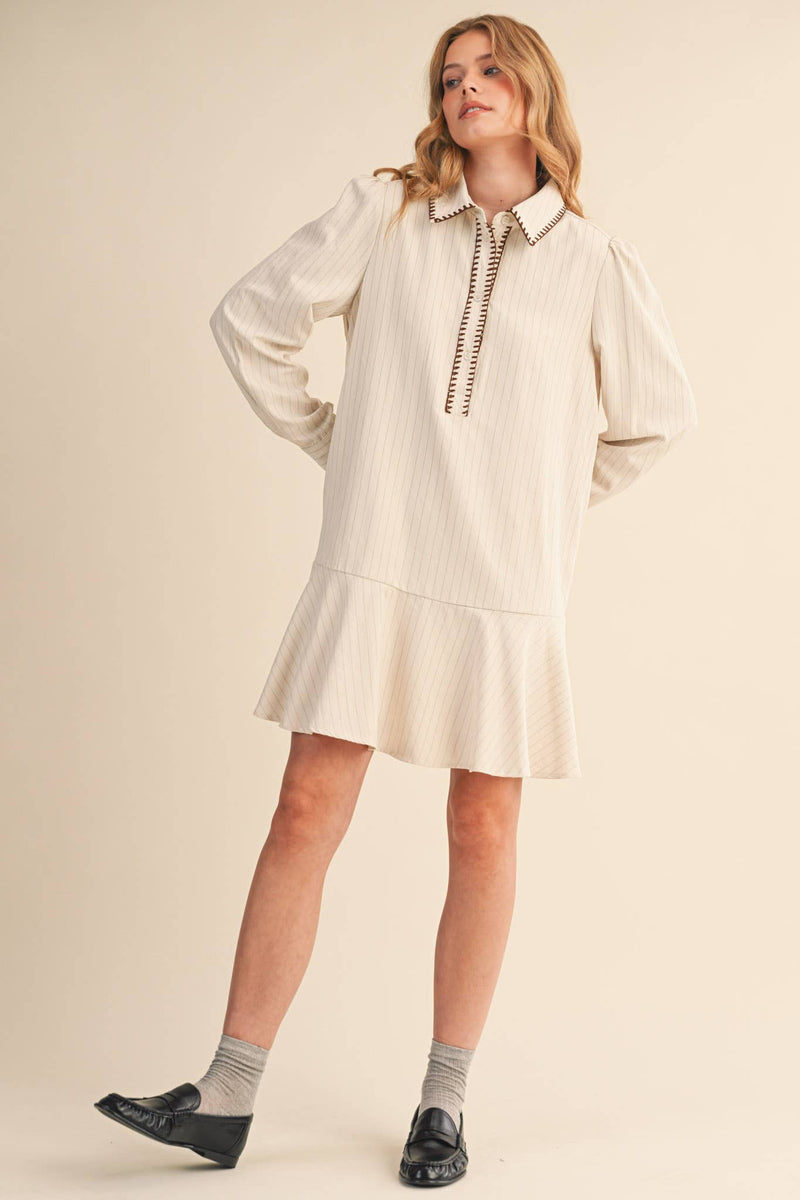 STRIPED BUTTON DOWN MINI DRESS