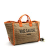 CROCHET RIVE GAUCHE bicolor woven tote bag