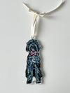 Goldendoodle Black with pink bow Ornament