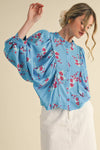 EXCLUSIVE PRINT FLORAL DOLMAN SLEEVE BLOUSE