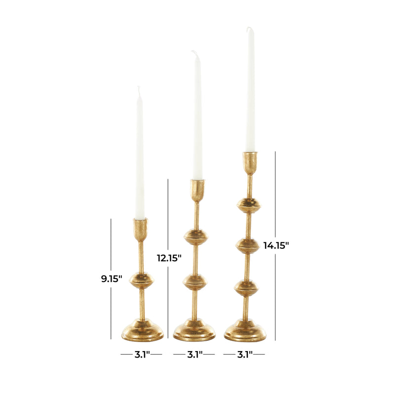 Contemporary Gold Metal Candle Holder Set of 3