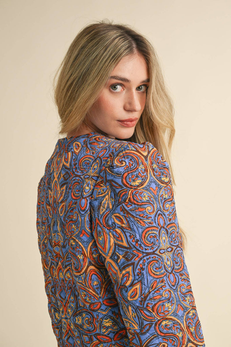 QUILTED PAISLEY PRINT JACKET