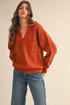 RIBBED COLLARED PULLOVER SWEATER