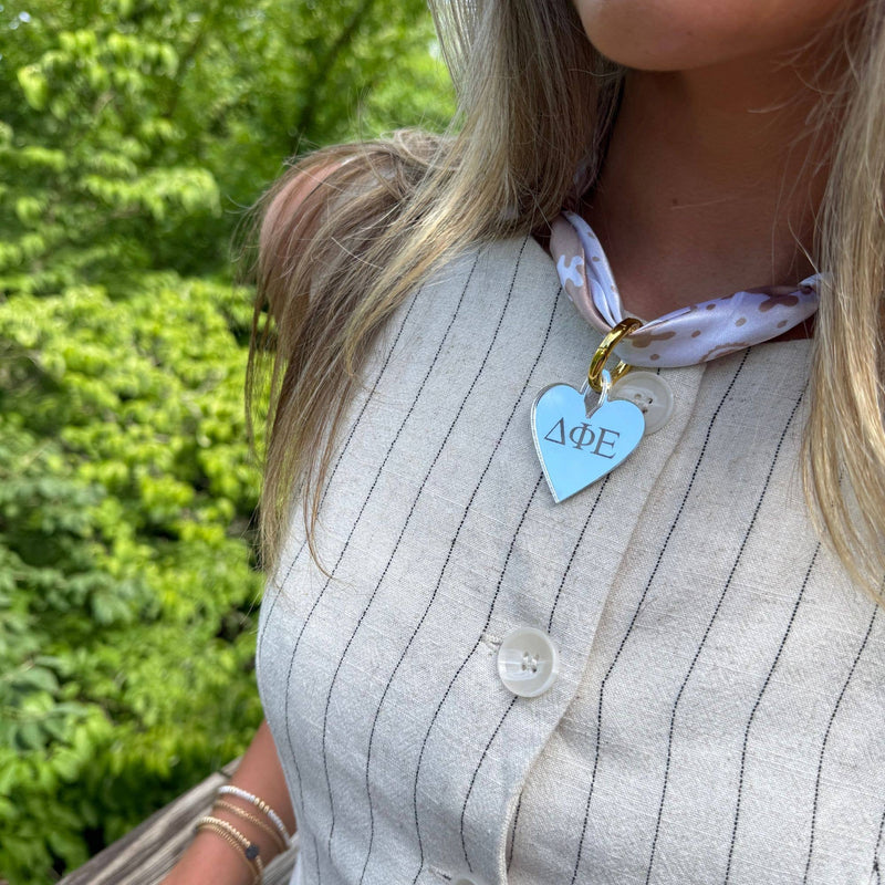 Sorority Scarf with Engraved Gold Heart Charm