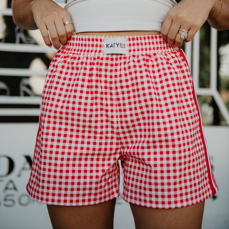 Red Plaid Cute Women's Boxer Short