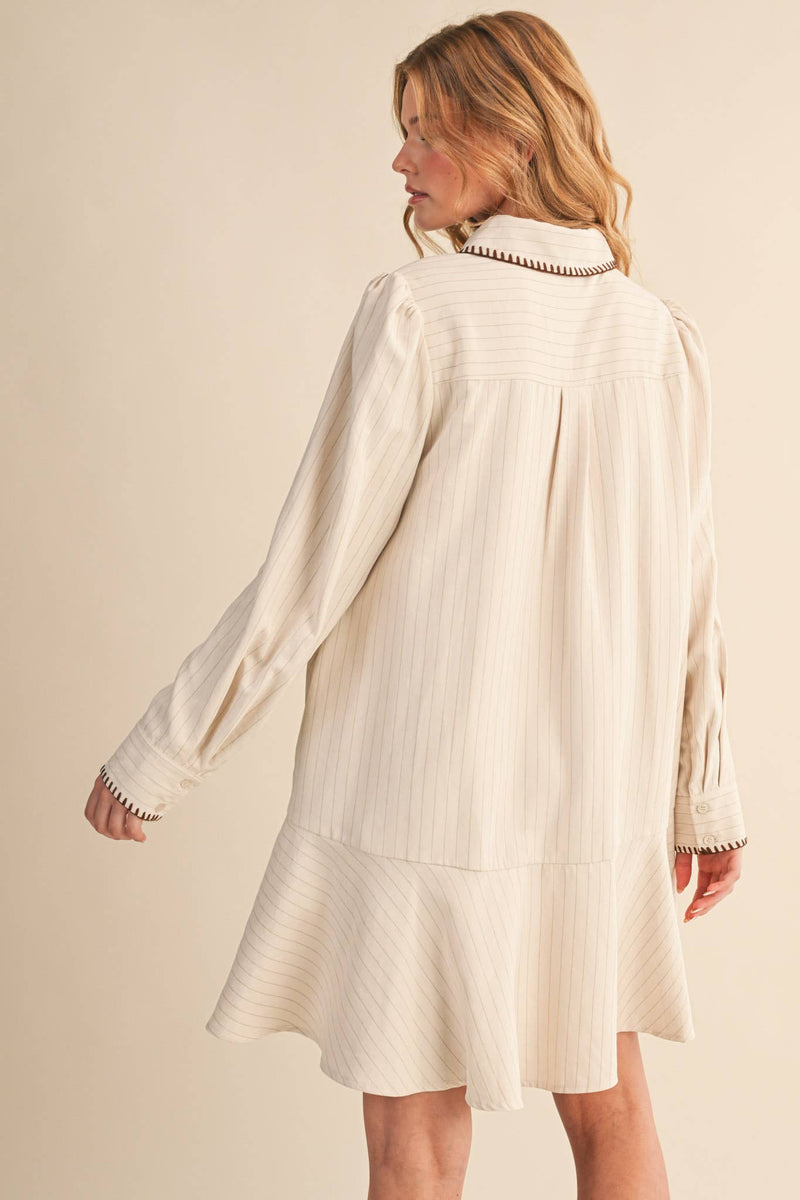 STRIPED BUTTON DOWN MINI DRESS