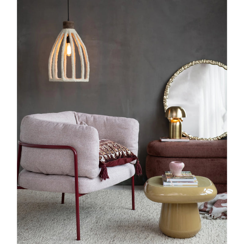 Cotton Slub Fabric Upholstered Chair W/ Coated Metal