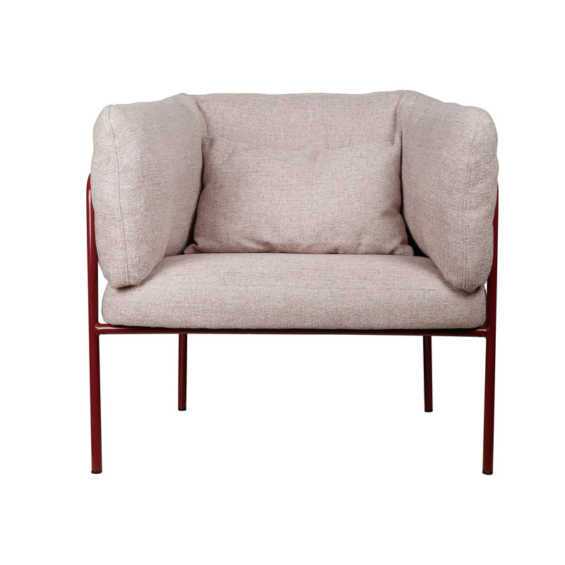 Cotton Slub Fabric Upholstered Chair W/ Coated Metal