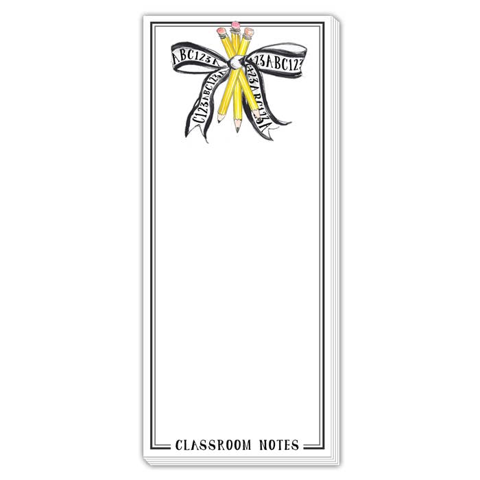 "School Bow With Pencils" Skinny Notepad