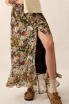 Floral Front Slit Woven Maxi Skirt