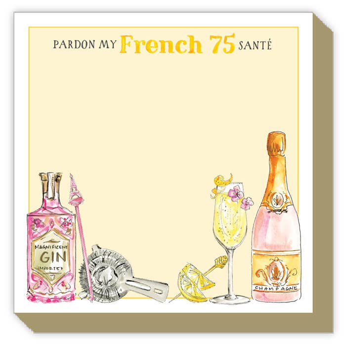 Handpainted Pardon My French 75 Luxe Notepad