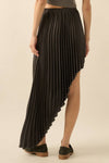Accordion Pleated Asymmetrical Maxi Skirt