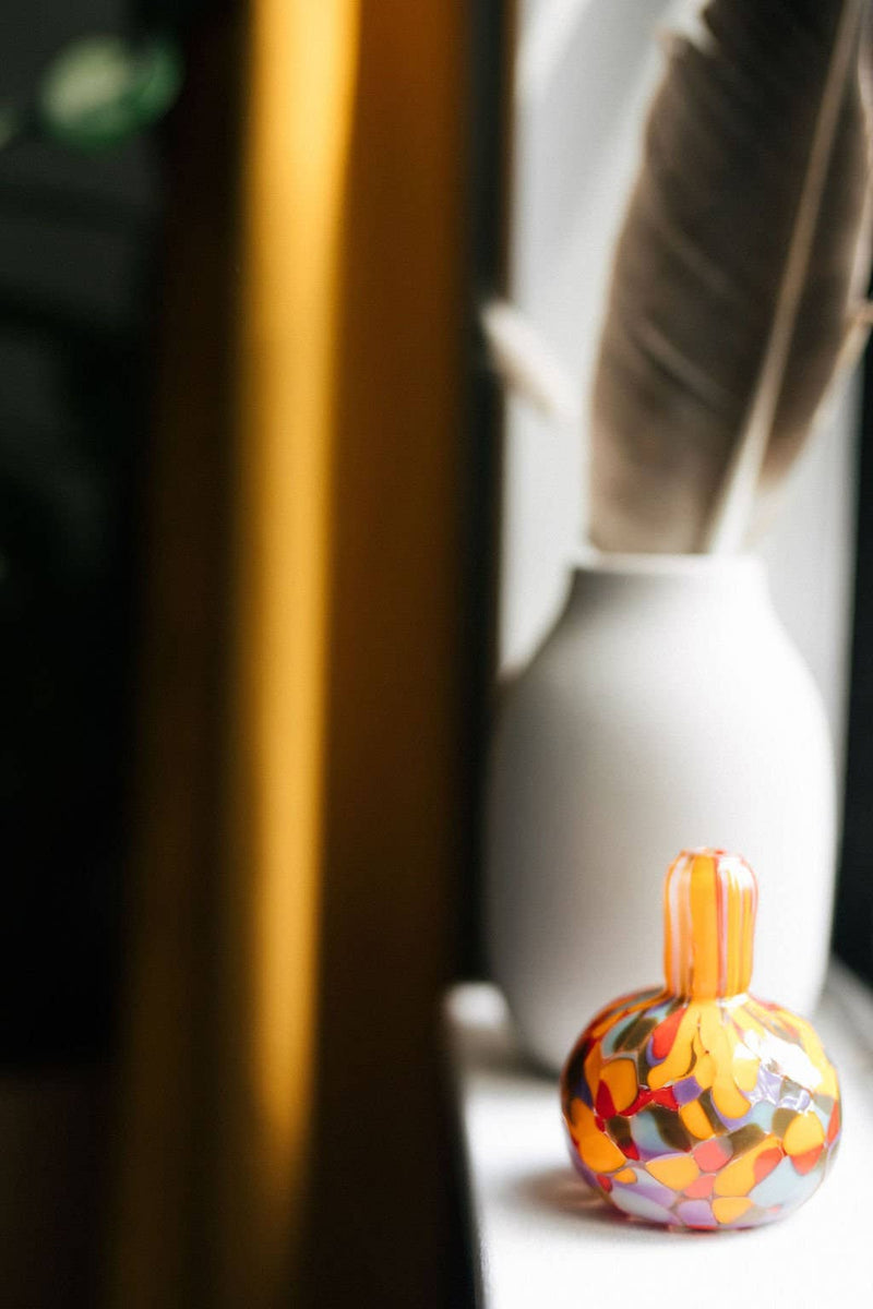 Glass Blown Jester Mini Vase: Bud Vase