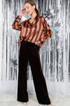 Velvet Straight Wide-Leg High Rise Pants VP81978A